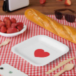 Elegant Red Heart 7" Sqr Personalized Paper Plate<br><div class="desc">Celebrate love with this elegant 7" square personalized paper plate featuring a charming red heart design. Ideal for weddings,  anniversaries,  and romantic events,  it blends style with convenience. Customize with names or a special message to add a personal touch. Durable,  disposable,  and perfect for memorable gatherings.</div>