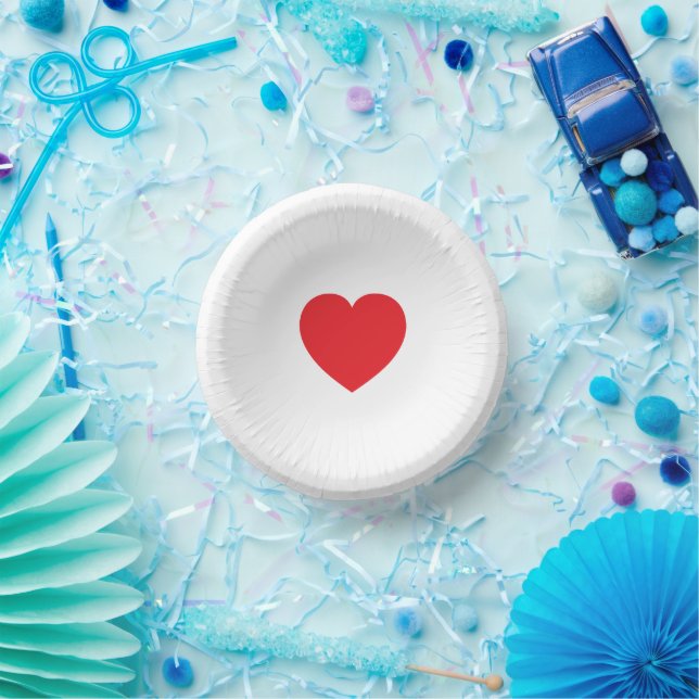 Elegant Red Heart 9 Inch Personalized Paper Bowl Paper Plate (Party)