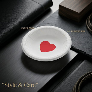 Elegant Red Heart 9 Inch Personalized Paper Bowl Plate