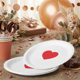 Elegant Red Heart 9 Inch Personalized Paper Plate