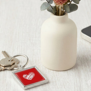 Elegant Red Heart Metal Keychain