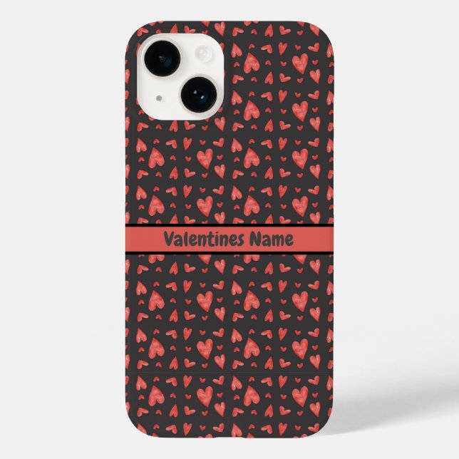 Elegant Red Hearts Black Background valentines day Case-Mate iPhone Case (Back)