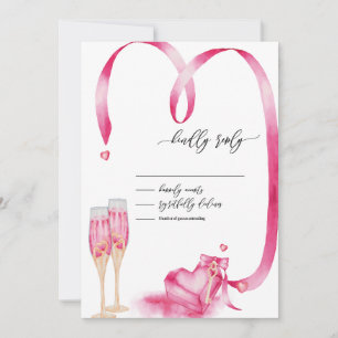 Elegant Red Hearts Champagne Glass RSVP Invitation
