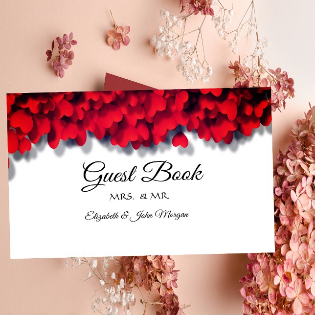 Elegant Red Hearts  Guest Book (Creator Uploaded)
