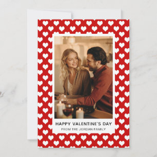 Elegant Red Hearts Happy Valentine's Day 1 Photo Holiday Card