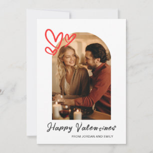 Elegant Red Hearts Happy Valentine's Day 1 Photo Holiday Card