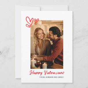 Elegant Red Hearts Happy Valentine's Day 1 Photo Holiday Card