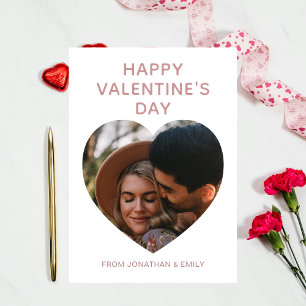 Elegant Red Hearts Happy Valentine's Day 1 Photo Holiday Card