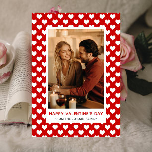 Elegant Red Hearts Happy Valentine's Day 1 Photo Holiday Card