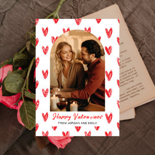 Elegant Red Hearts Happy Valentine's Day 1 Photo Holiday Card