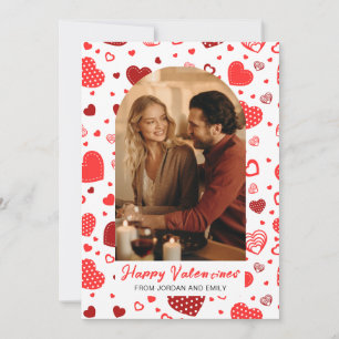 Elegant Red Hearts Happy Valentine's Day 1 Photo Holiday Card
