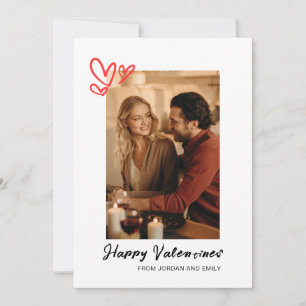 Elegant Red Hearts Happy Valentine's Day 1 Photo Holiday Card