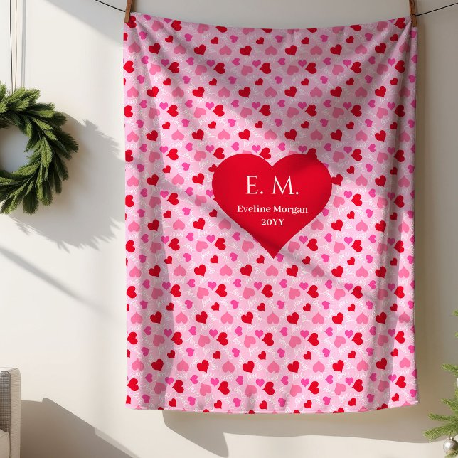 Elegant Red Hearts Love Gift Personalized Blanket (Elegant Red Hearts Love Gift Personalized Blanket)