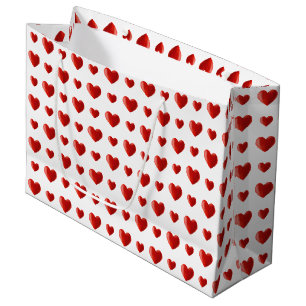 Elegant Red Hearts on White  Large Gift Bag
