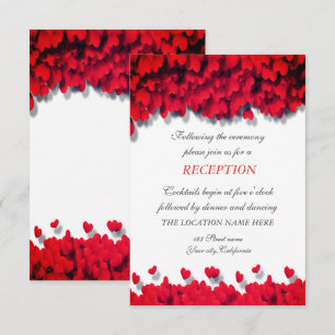 Elegant Red Hearts  Reception   Invitation