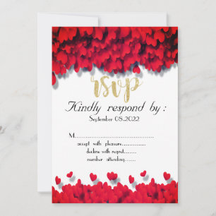 Elegant Red Hearts RSVP Invitation