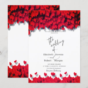 Elegant Red Hearts Wedding  Invitation