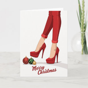 Elegant Red Heels Christmas Card