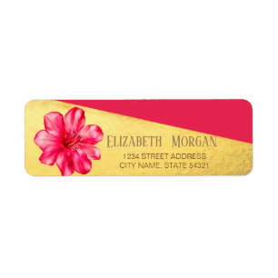 Elegant Red ,Hibiskus,Gold   Address Label