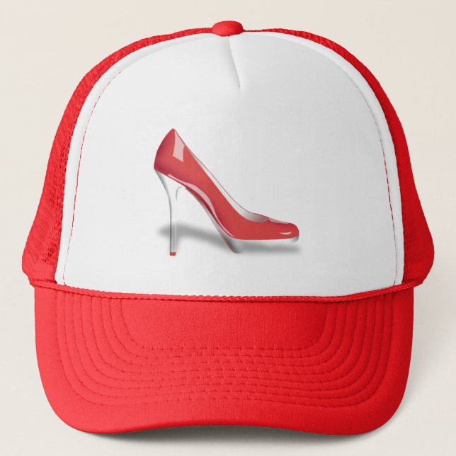 ELEGANT RED HIGH HEEL SHOE  TRUCKER HAT (Front)