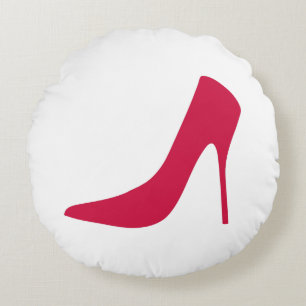 ELEGANT RED HIGH HEELS AND POLKA DOTS  ROUND PILLOW