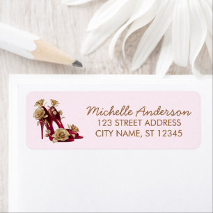 Elegant Red High Heels Return Address label       