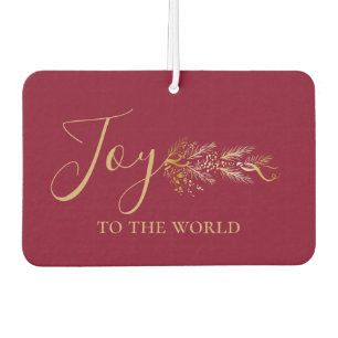 Elegant Red Joy to World Personalized Christmas Air Freshener