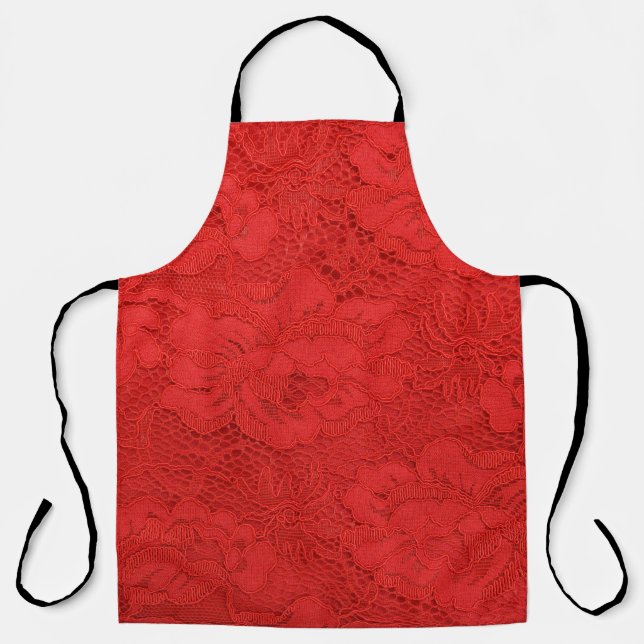 Elegant red lace, seamless texture apron (Front)