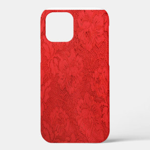 Elegant red lace, seamless texture iPhone 12 case