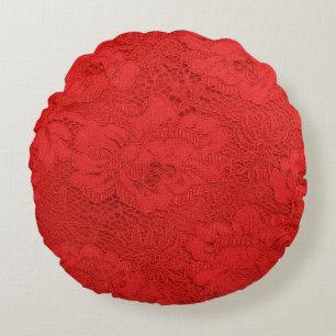 Elegant red lace, seamless texture round pillow