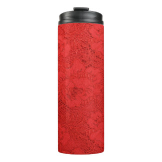 Elegant red lace, seamless texture thermal tumbler
