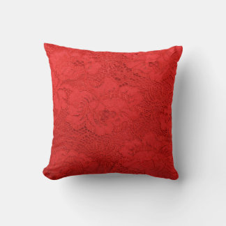 Elegant red lace, seamless texture throw pillow