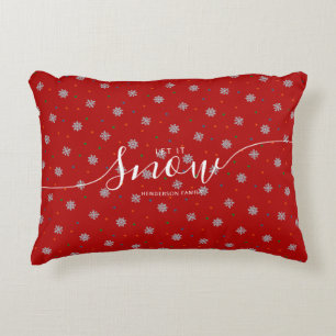 Elegant Red Let it snow custom Accent Pillow