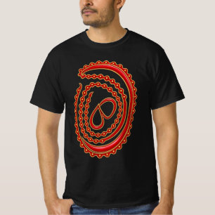 Elegant Red Line Abstract Floral Spiral Design T-Shirt