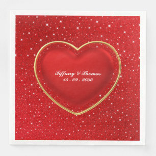 Elegant Red Love Heart   Wedding  Napkin