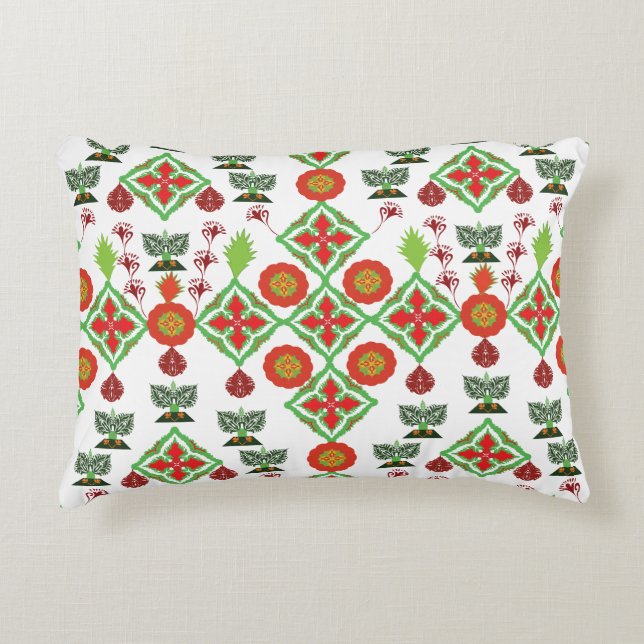 Elegant Red Mandala Geometric Bedroom & Home Texti Accent Pillow (Front)