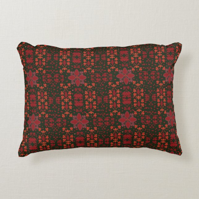 Elegant Red Mandala Geometric Bedroom & Home Texti Accent Pillow (Front)