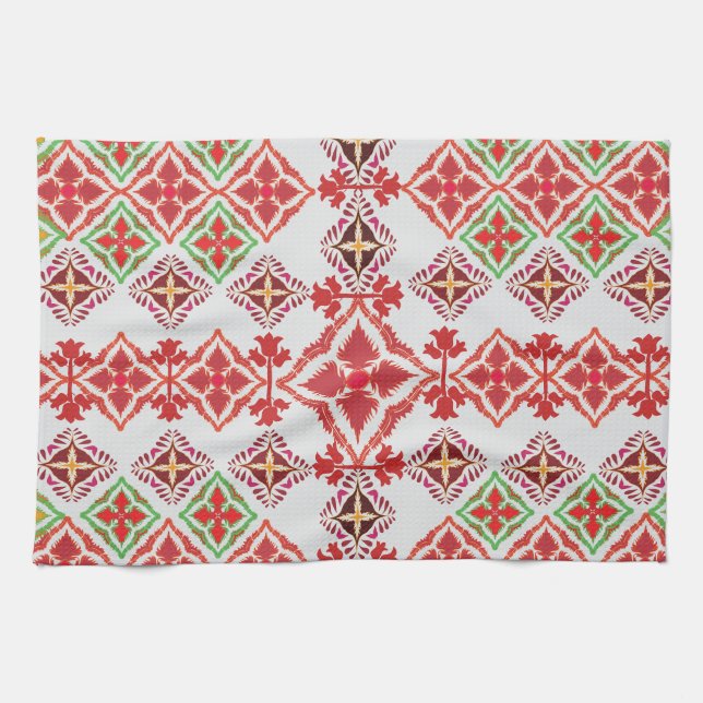 Elegant Red Mandala Geometric Bedroom & Home Texti Kitchen Towel (Horizontal)