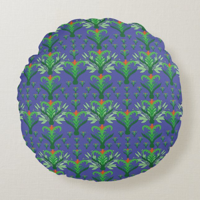 Elegant Red Mandala Geometric Bedroom & Home Texti Round Pillow (Front)