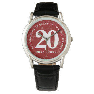 Elegant Red Marble 20 Years Work Anniversary Watch