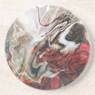 Elegant Red Marbled Abstract Design Coaster