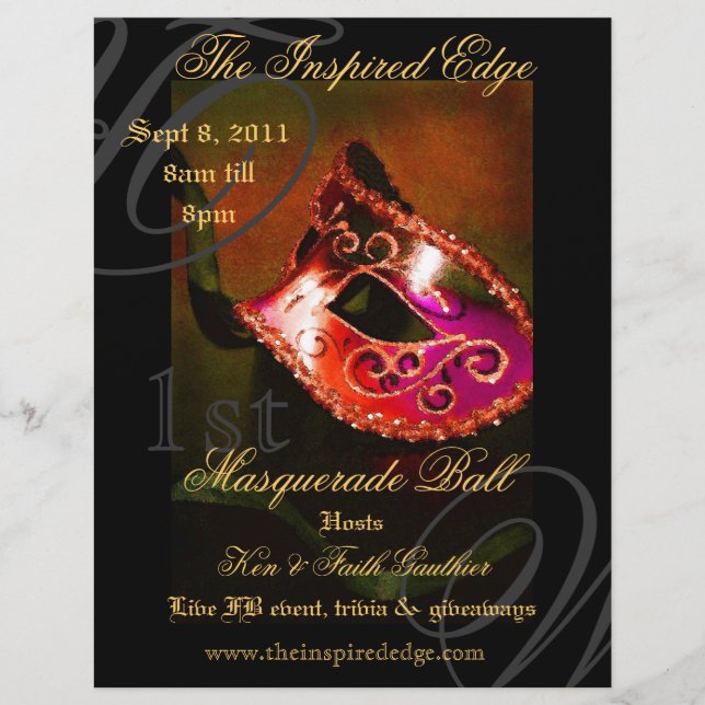 Elegant Red Masquerade Ball Party Event Flyer (Front)