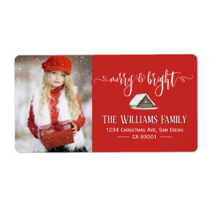 Elegant Red Merry and Bright Christmas Photo