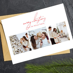 elegant red merry christmas 6 photo multi happy holiday card