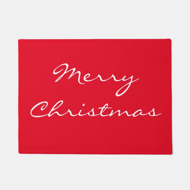 Elegant Red Merry Christmas Doormat (Front)