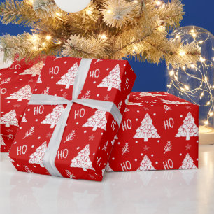 Elegant Red Merry Christmas Happy Holidays Script  Wrapping Paper