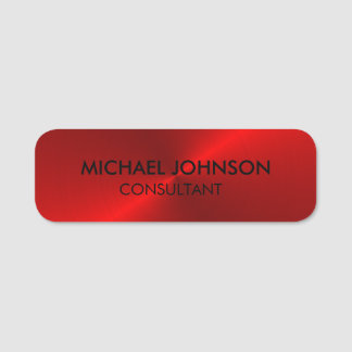 Elegant Red Metallic Professional Business  Name Tag