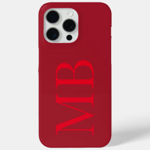 Elegant Red Minimalist Initial Monogram iPhone 15 Pro Max Case