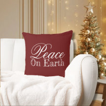 Elegant Red Minimalist Script Peace on Earth