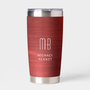 Elegant Red Monogram Insulated Tumbler